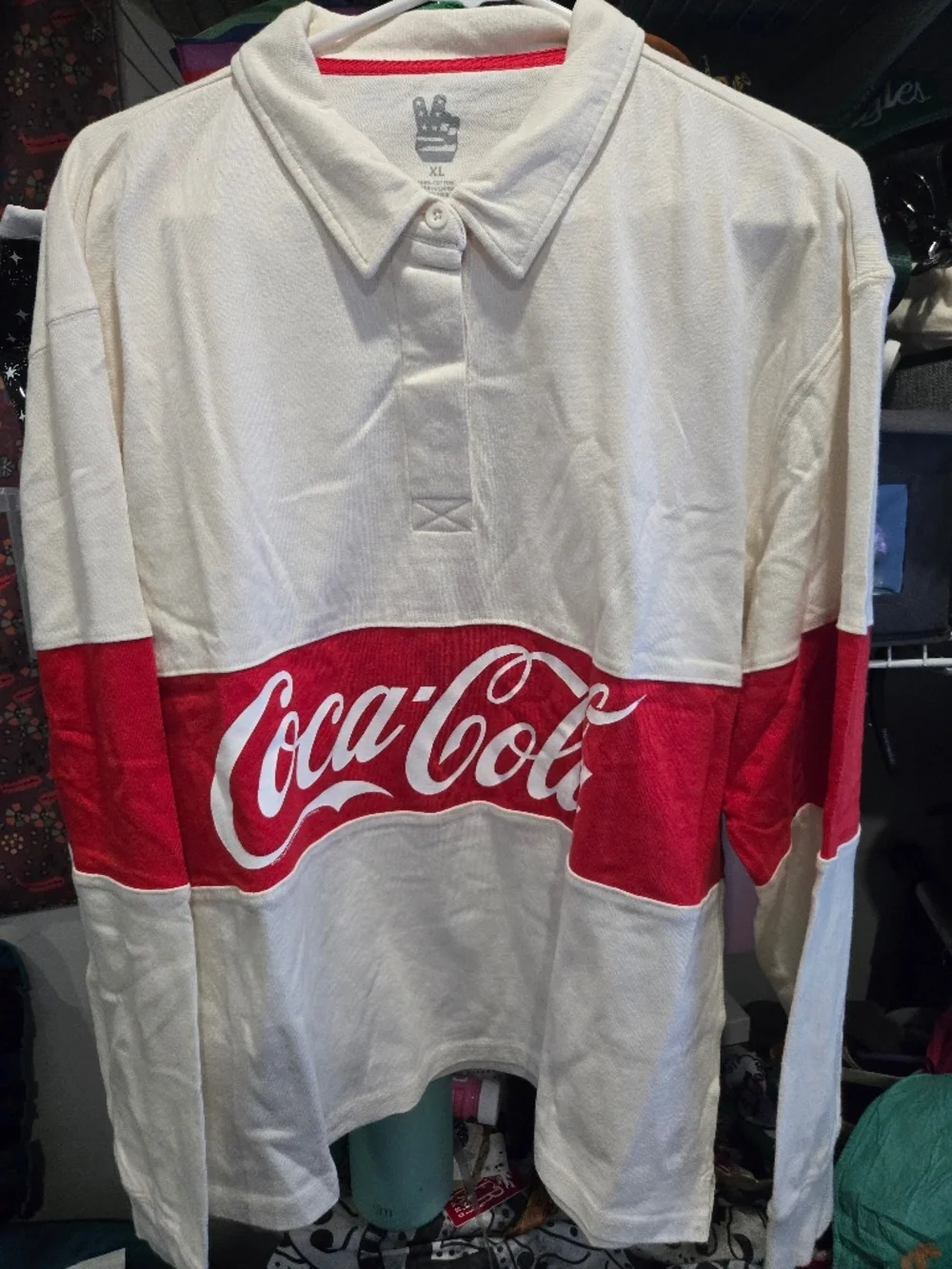 Free people x junk food clothing Coca-cola longsleve t-shirt polo XL NWT